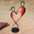 Steel and cotton statuette, 'Lassos of Love' - Heart Shaped Metal Sculpture from Peru (image 2) thumbail