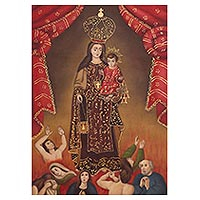 'Virgen del Monte Carmelo' - Pintura Réplica Colonial Peruana