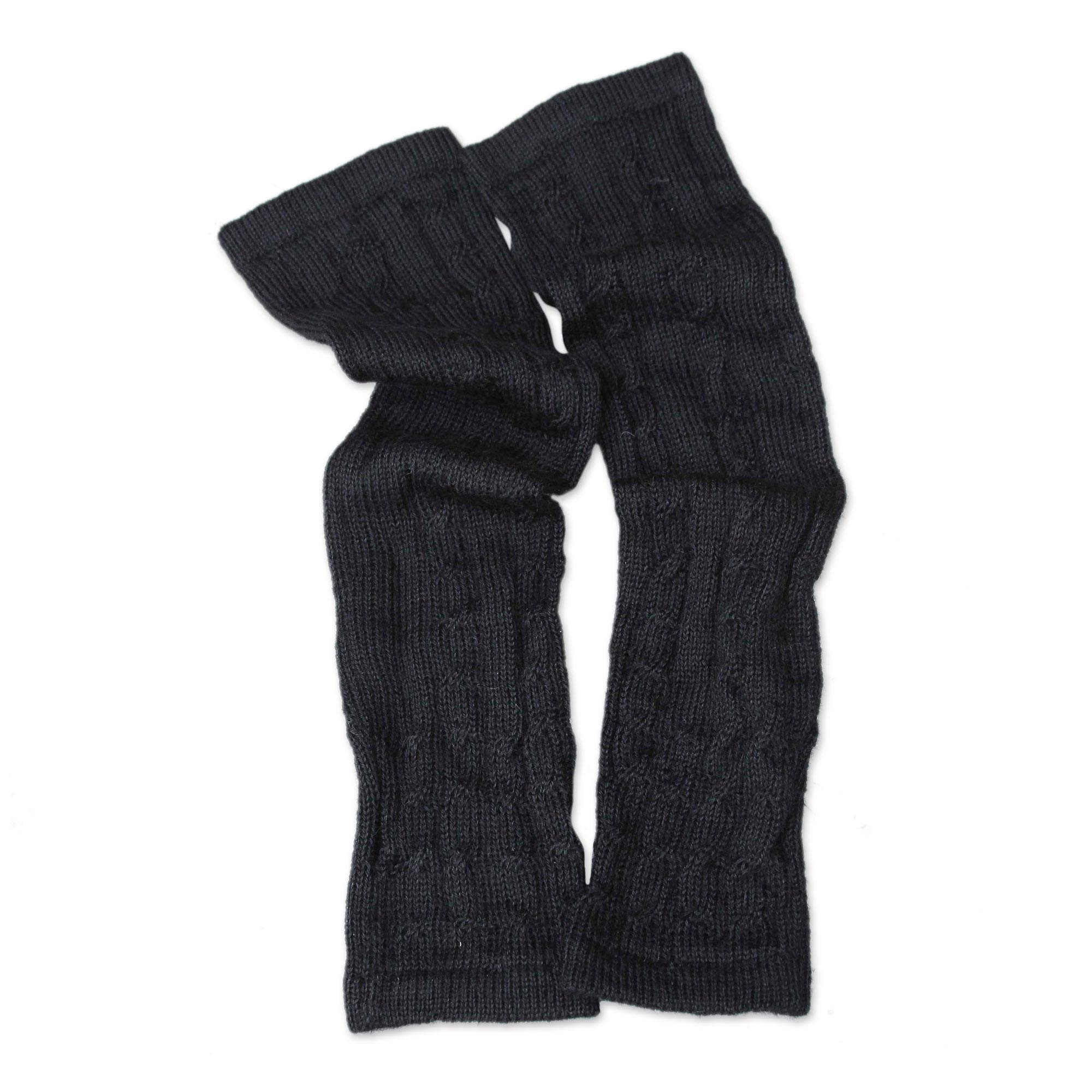UNICEF Market | Hand Knit Cable Rib 100% Alpaca Elbow Length Fingerless ...
