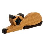 Ishpingo wood sculpture, 'Siamese Cat' - Artisan Crafted Peruvian Wood Cat Sculpture