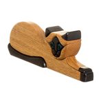 Ishpingo wood sculpture, 'Siamese Cat' - Artisan Crafted Peruvian Wood Cat Sculpture