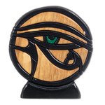 Ishpingo wood sculpture, 'Eye of Horus' - Unique Hand Crafted Cultural Wood Sculpture