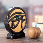 Ishpingo wood sculpture, 'Eye of Horus' - Unique Hand Crafted Cultural Wood Sculpture