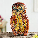 Peruvian Hand Carved Owl Sculpture, 'Wise Owl'