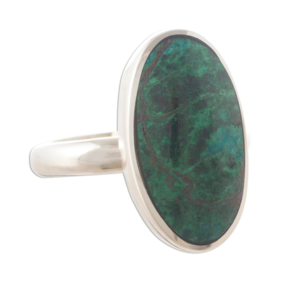 Chrysocolla solitaire ring, 'Legacy' - Sterling Silver and Chrysocolla Ring