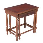 Wood and leather tables, 'Classic Duo' (pair) - Traditional Wood Nested Tables (Pair)