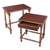 Wood and leather tables, 'Classic Duo' (pair) - Traditional Wood Nested Tables (Pair) (image 2d) thumbail
