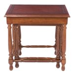Wood and leather tables, 'Classic Duo' (pair) - Traditional Wood Nested Tables (Pair)