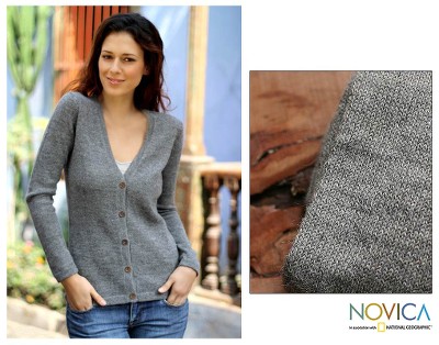 100% alpaca sweater, 'Andean Mist' - 100% alpaca sweater