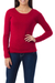 100% alpaca sweater, 'Ruby Charm' - Peruvian Alpaca Wool Pullover Sweater (image 2a) thumbail