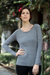 100% alpaca sweater, 'Silver Charm' - Alpaca Wool Pullover Sweater (image 2) thumbail