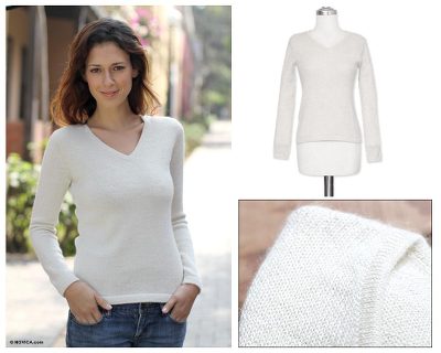 100% alpaca sweater, 'Fantasy' - Unique Alpaca Wool Pullover Sweater