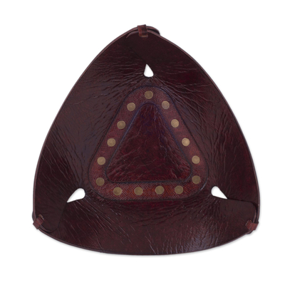 Modern Triangular Leather Catchall Handcrafted in the Andes