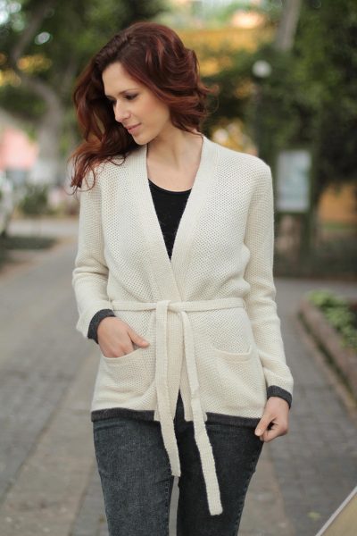 Alpaca cardigan sweater, 'Wrapped to Go' - Alpaca cardigan sweater