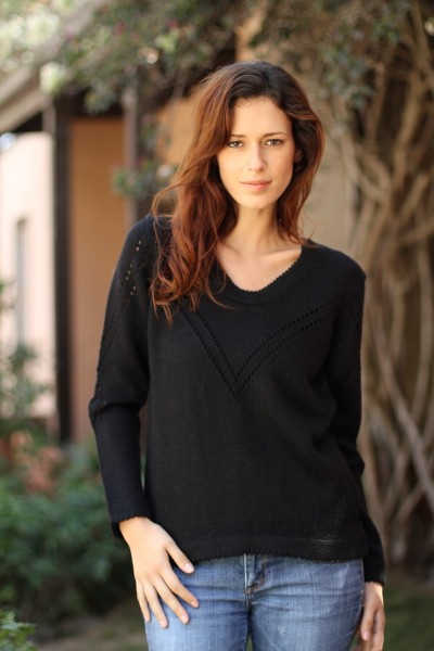Alpaca blend sweater, 'Grace' - Peru Women's Alpaca Wool Sweater