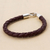 Men's leather bracelet, 'Earth Elements' - Leather with Fine Silver Braided Men's Bracelet (image 2) thumbail