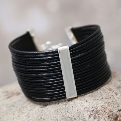 Leather cuff bracelet, 'Hug Me' - Fair Trade Peruvian Leather Cuff Bracelet