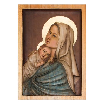 Cedar relief panel, 'Young Madonna' - Cedar relief panel
