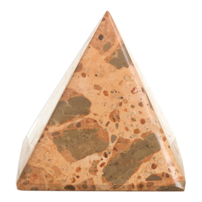 Pirámide de jaspe leopardo - Escultura de pirámide de piedras preciosas de jaspe de leopardo hecha a mano