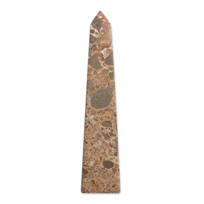 Obelisco de jaspe leopardo - Escultura de obelisco de piedras preciosas de jaspe de leopardo tallada a mano