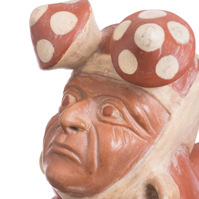 Ceramic sculpture, 'Moche Warrior' - Hand Made Archaeological Ceramic Sculpture