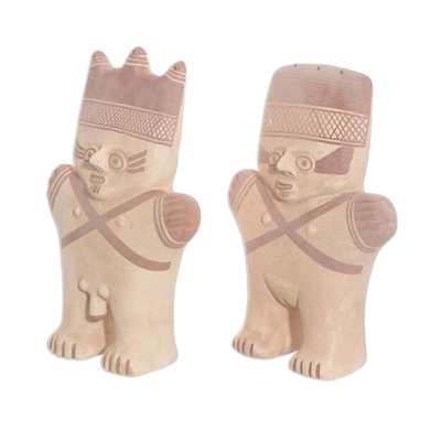 Esculturas de cerámica, (pareja) - Esculturas de cerámica estilo museo arqueológico (pareja)