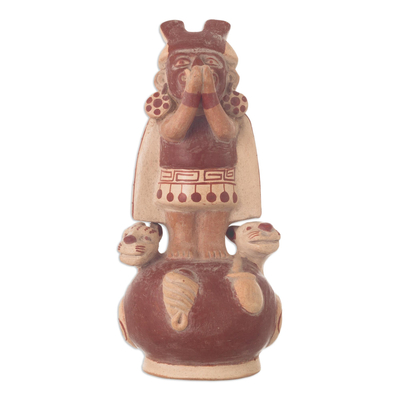 Keramische Skulptur, „Lord Ai Aepec“. - Einzigartige archäologische Keramik-Skulptur