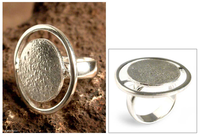 Silver cocktail ring, 'Bold Moonlight' - Silver cocktail ring
