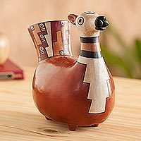 Ceramic sculpture, 'Little Llama' - Handcrafted Ceramic Inca Replica Sculpture