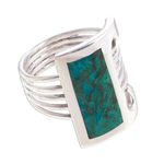 Chrysocolla cocktail ring, 'Imagination' - Sterling Silver Sterling Silver Green Cocktail Ring