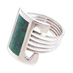 Chrysocolla cocktail ring, 'Imagination' - Sterling Silver Sterling Silver Green Cocktail Ring