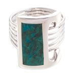 Chrysocolla cocktail ring, 'Imagination' - Sterling Silver Sterling Silver Green Cocktail Ring