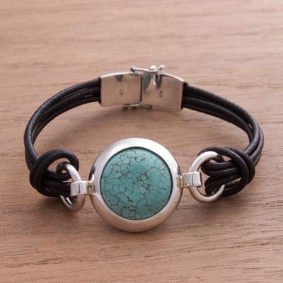 Turquoise pendant bracelet, 'Love Goddess' - Turquoise pendant bracelet
