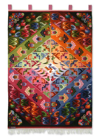 Wool tapestry, 'Eden in the Andes' - Hand Loomed Wool Tapestry