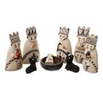 Ceramic nativity scene, 'Born to the Amazons' - Christmas Ceramic Nativity Scene from Peru