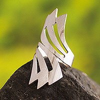 Silver wrap ring, 'Inca Rainbow' - Hand Made Modern Fine Silver Wrap Ring from Peru