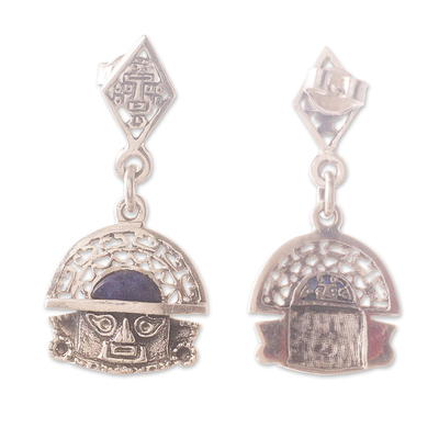 Sodalite dangle earrings, 'Inca Priest' - Sodalite Dangle Earrings