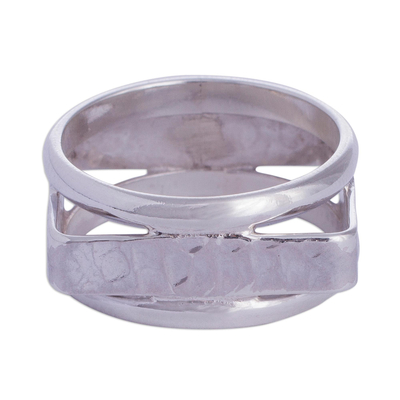 Silver band ring, 'Conversion' - Silver band ring