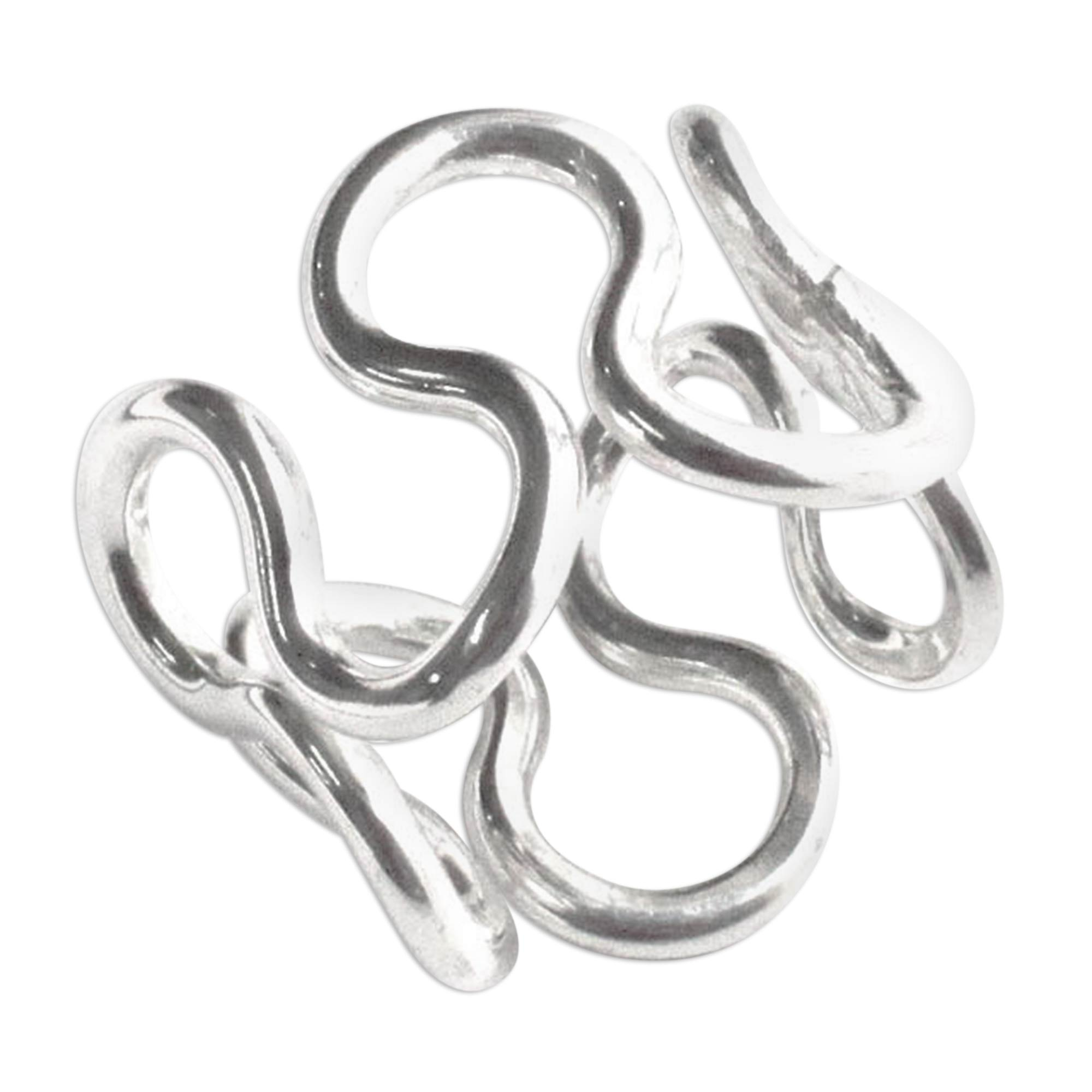 Handmade Modern Fine Silver Band Ring - Sinuous | NOVICA