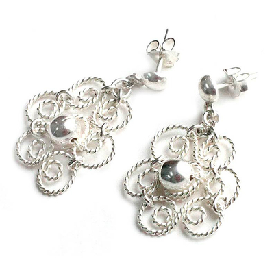 Silver flower earrings, 'Princess Lace' - Silver flower earrings