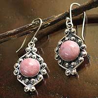 Rhodonite Earrings At Novica Rhodonite Flower Earrings Andean Rose