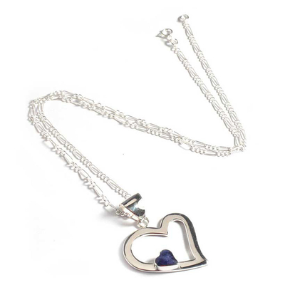 Heart Pendant Necklace Sodalite 925 Sterling Silver Jewelry