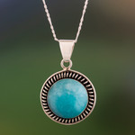 Amazonite pendant necklace, 'Moon Over Lima' - Sterling Silver Pendant Amazonite Necklace