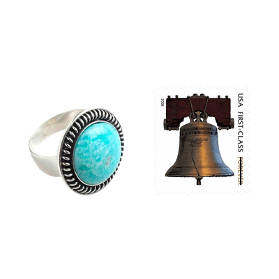 Amazonite cocktail ring, 'Moon Over Lima' - Amazonite cocktail ring