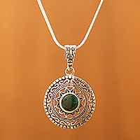 Chrysocolla pendant necklace, 'Sun God'