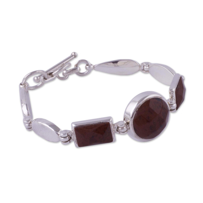 Mahogany obsidian pendant bracelet, 'Magnificent' - Mahogany obsidian pendant bracelet