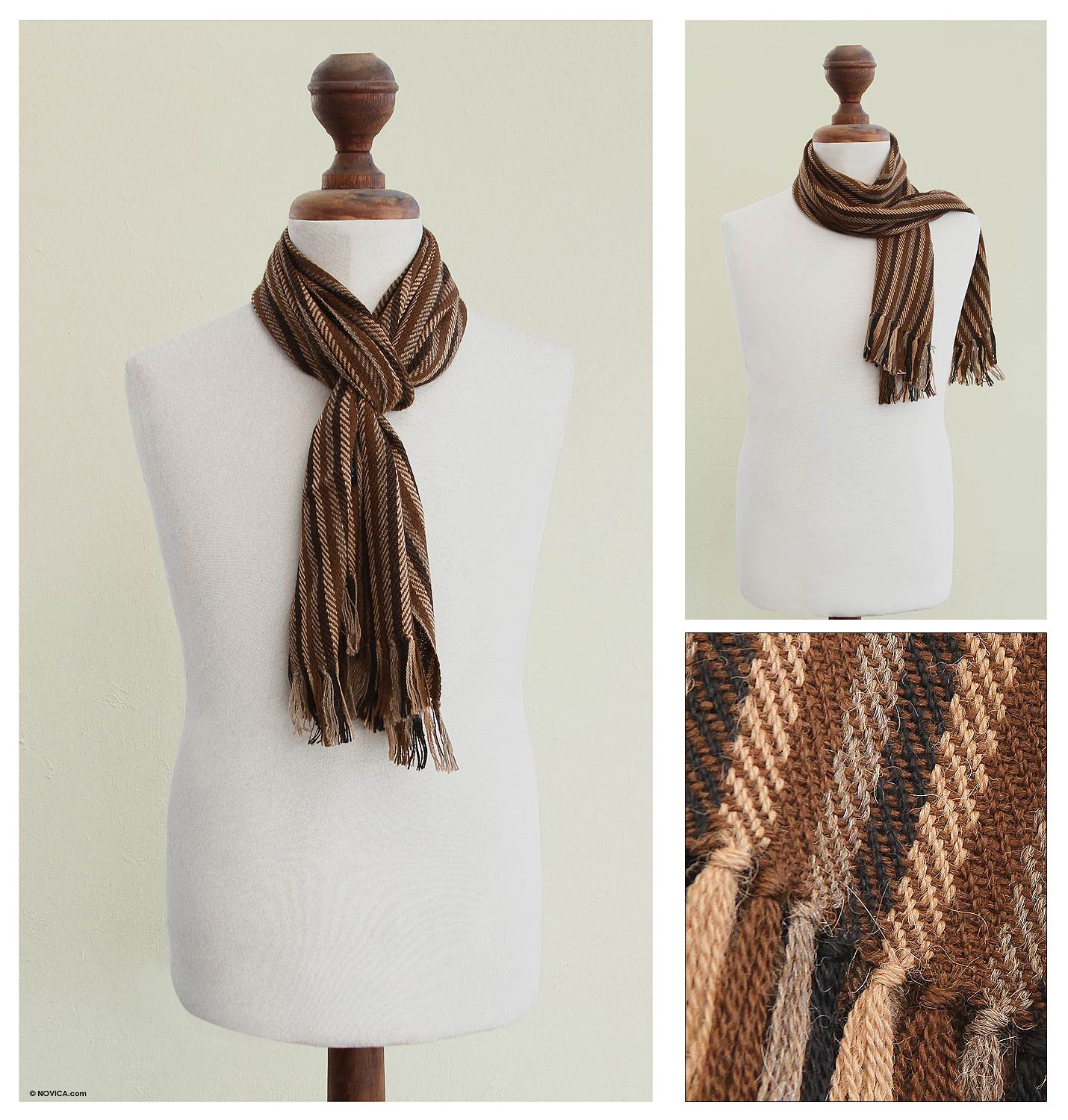 100% alpaca scarf - In Brown | NOVICA