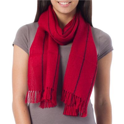 100% alpaca scarf, 'Cherry Night' - 100% alpaca scarf