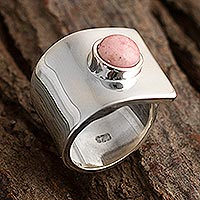 Rhodonite cocktail ring, 'Rock and Roll' - Rhodonite cocktail ring