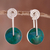 Chrysocolla dangle earrings, 'Magic Circle' - Modern Sterling Silver Chrysocolla Dangle Earrings (image 2) thumbail